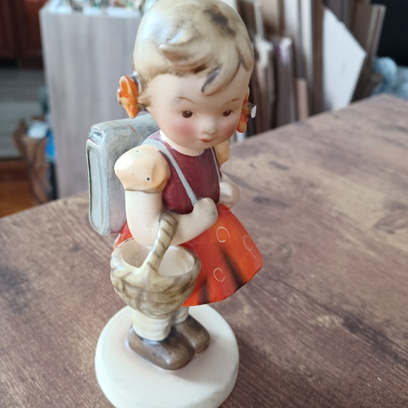 Hand painted Hummel large school girl statue
